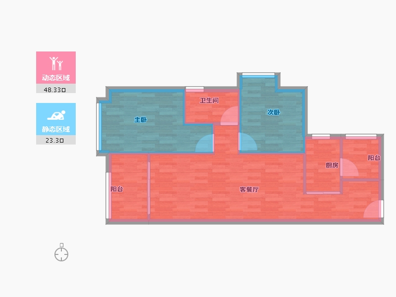 广东省-广州市-兰亭盛荟81m²-64.80-户型库-动静分区