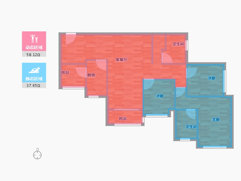 广东省-广州市-兰亭盛荟108m²-86.40-户型库-动静分区