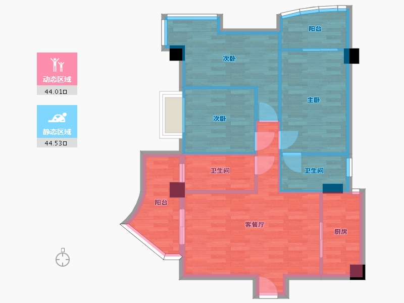 广东省-广州市-悦雅居88m2-78.92-户型库-动静分区