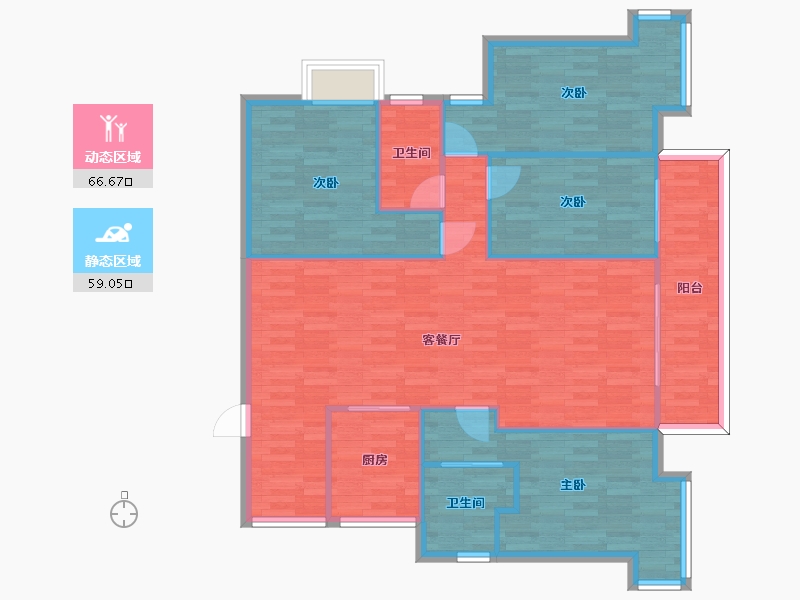 广东省-广州市-珠岛花园金湾明珠6栋金湾明珠A栋143m2-115.13-户型库-动静分区