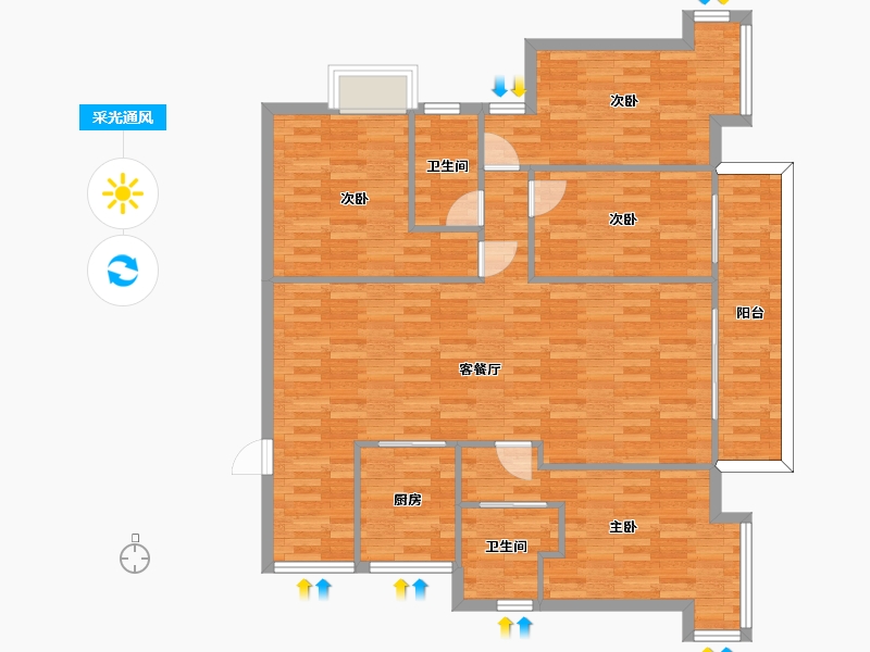 广东省-广州市-珠岛花园金湾明珠6栋金湾明珠A栋143m2-115.13-户型库-采光通风