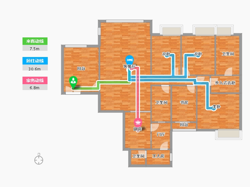 广东省-广州市-尚东君御雅苑C栋179m²-158.11-户型库-动静线