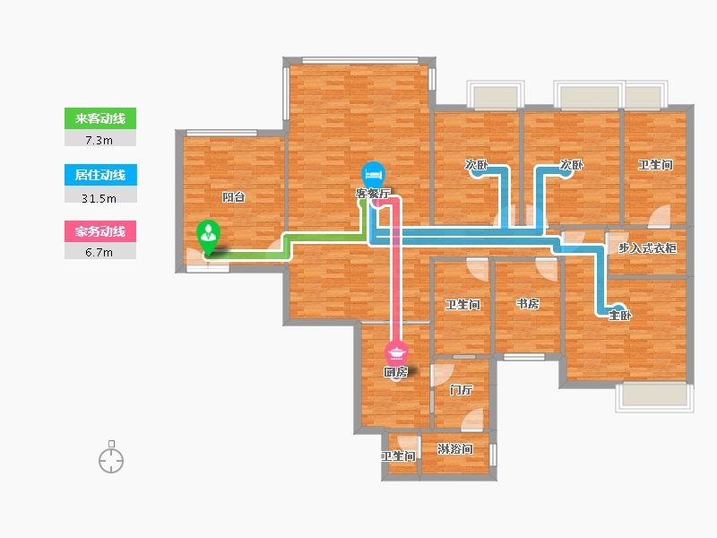 广东省-广州市-尚东君御雅苑C栋197m²-154.70-户型库-动静线