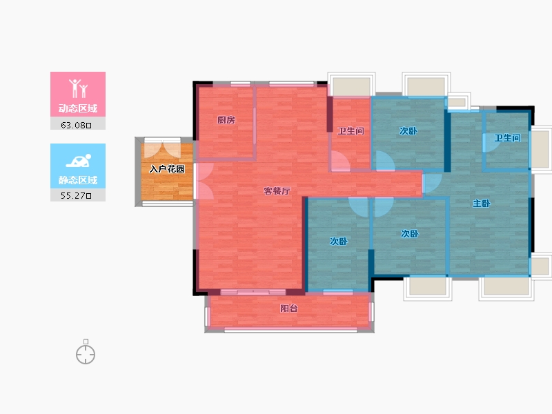 广东省-广州市-宝兴翠园A1栋142m²-112.60-户型库-动静分区