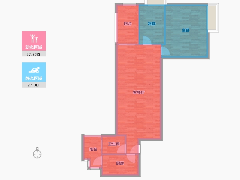 广东省-广州市-富基广场B1栋,B2栋95m²-76.50-户型库-动静分区