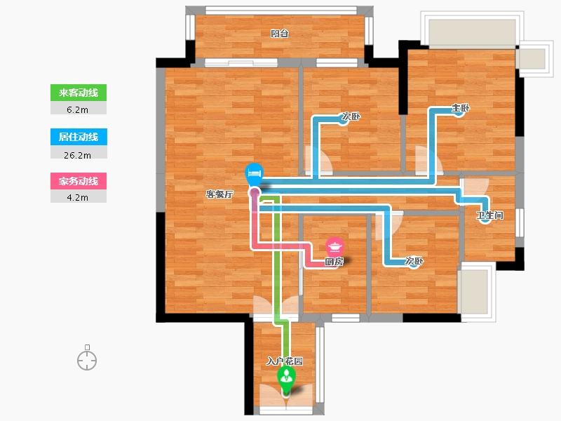 广东省-广州市-宝兴翠园A1栋96m²-75.64-户型库-动静线