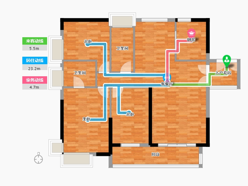 广东省-广州市-宝兴翠园A1栋132m²-102.15-户型库-动静线