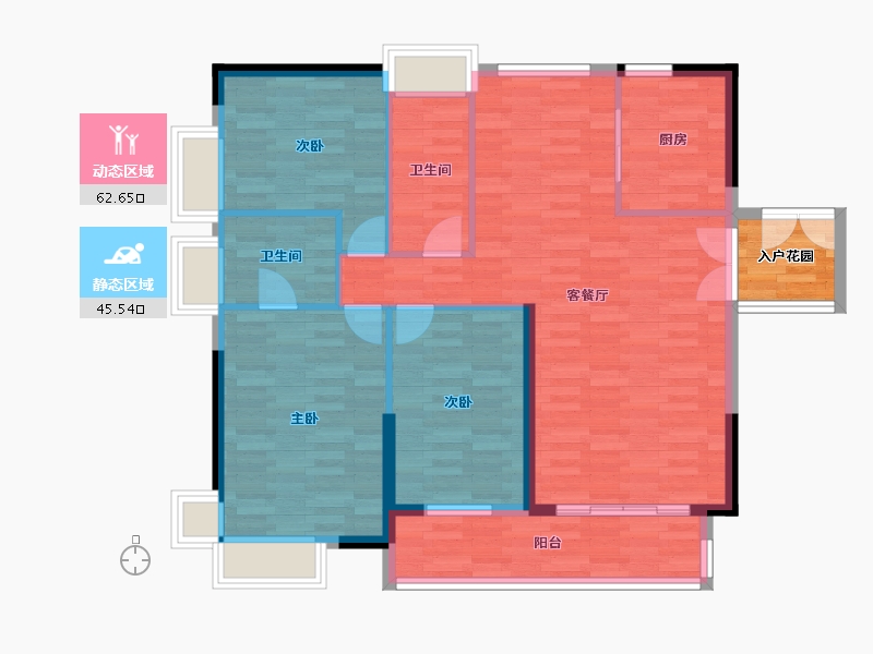 广东省-广州市-宝兴翠园A1栋132m²-102.15-户型库-动静分区