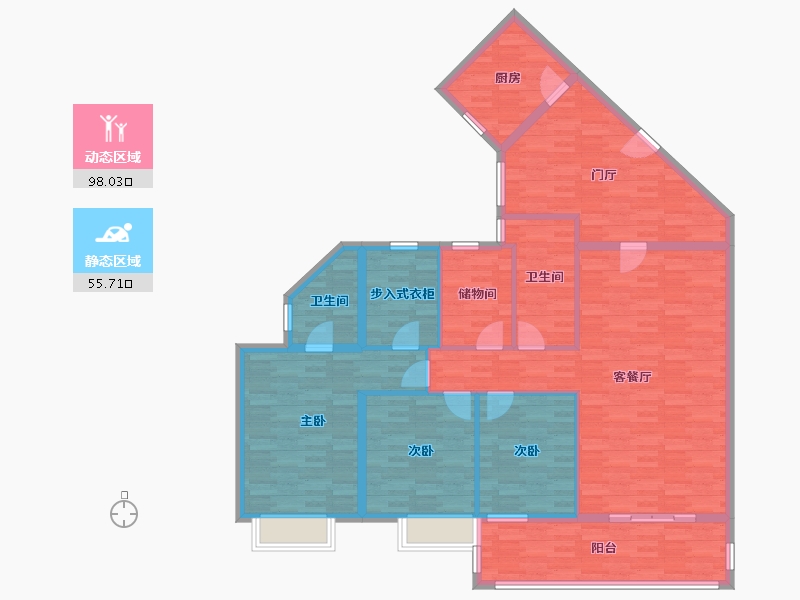 广东省-广州市-富基广场B1栋,B2栋176m²-139.29-户型库-动静分区