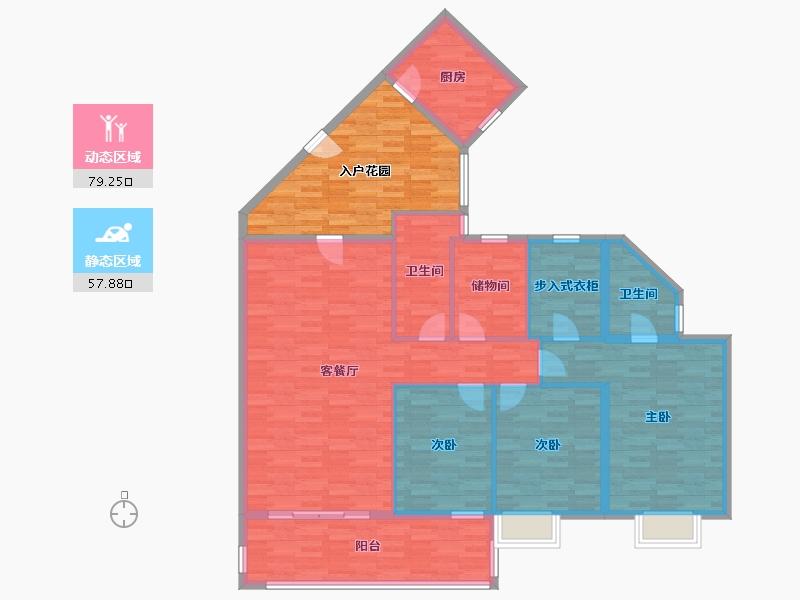 广东省-广州市-富基广场B1栋,B2栋176m²-142.10-户型库-动静分区