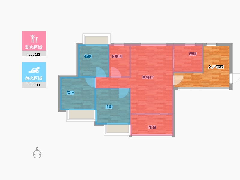 广东省-广州市-鸿益华府1栋97m²-77.60-户型库-动静分区