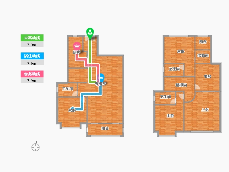 广东省-广州市-珠江东境花园B11栋,B12栋235m²-215.42-户型库-动静线