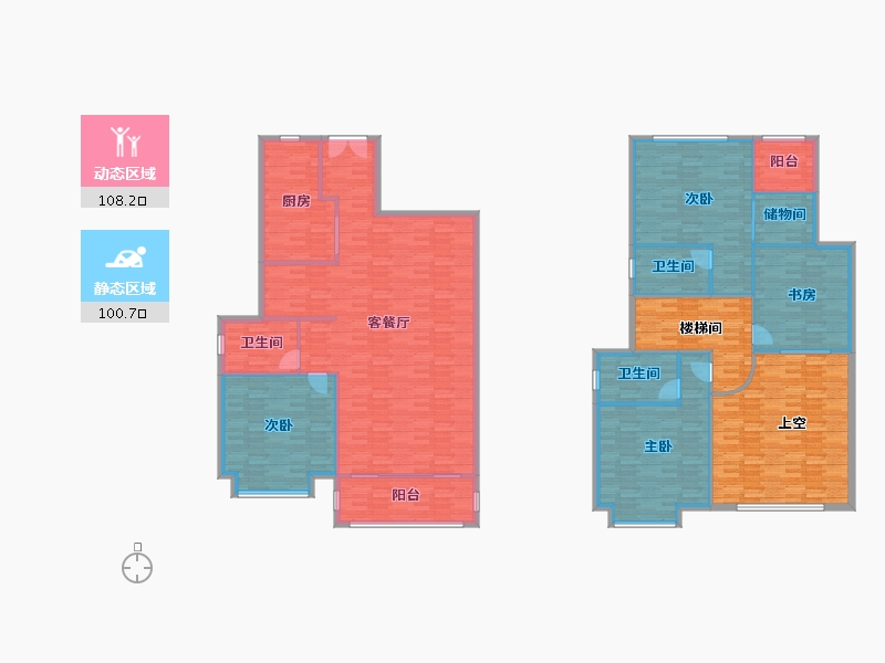 广东省-广州市-珠江东境花园B11栋,B12栋235m²-215.42-户型库-动静分区