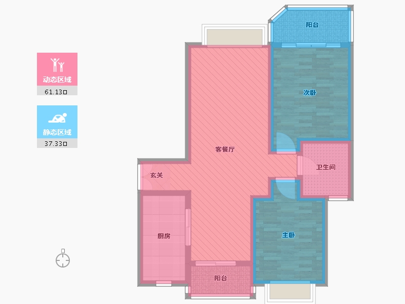 上海-上海市-上海大花园-85.60-户型库-动静分区