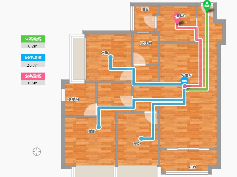 广东省-广州市-兰亭盛荟6栋107m²-85.60-户型库-动静线