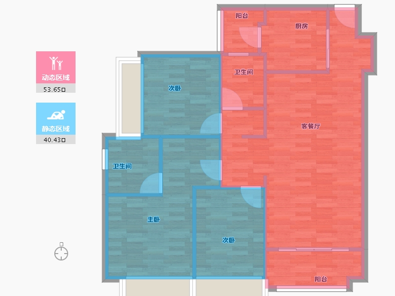 广东省-广州市-兰亭盛荟6栋107m²-85.60-户型库-动静分区