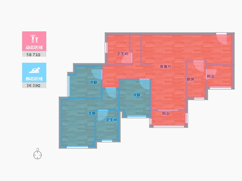 广东省-广州市-兰亭盛荟15栋107m²-85.60-户型库-动静分区