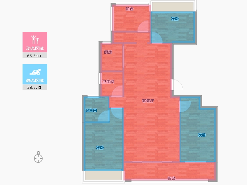 广东省-广州市-建发央玺1号楼,2号楼,3号楼,4号楼119m²-95.20-户型库-动静分区