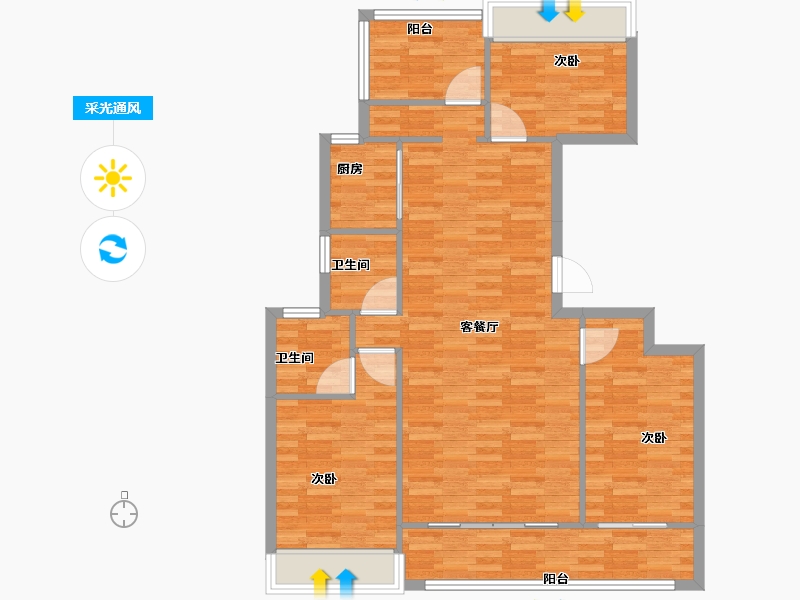 广东省-广州市-建发央玺1号楼,2号楼,3号楼,4号楼119m²-95.20-户型库-采光通风