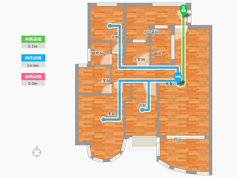 广东省-广州市-江源半岛花园A2栋,A1栋,A4栋,A3栋,A5栋127m²-101.60-户型库-动静线