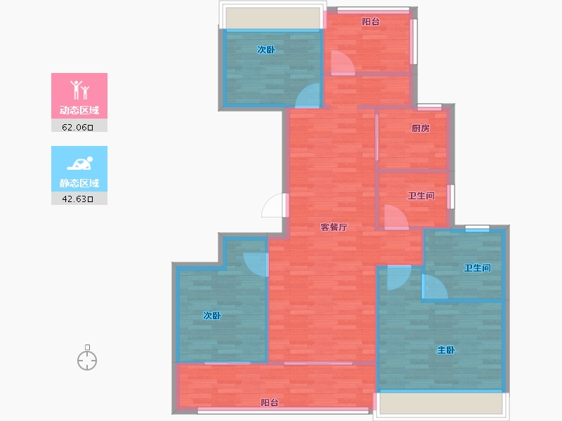 广东省-广州市-建发央玺1号楼,2号楼,3号楼,4号楼119m²-95.20-户型库-动静分区