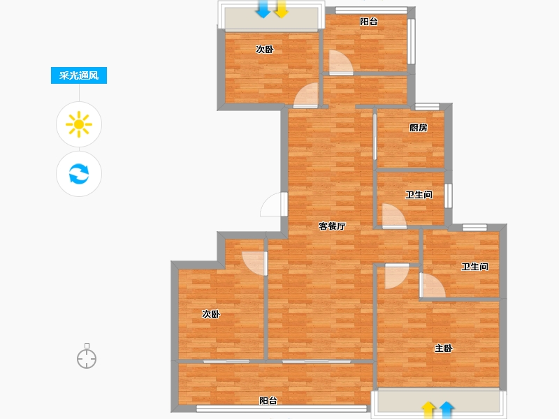 广东省-广州市-建发央玺1号楼,2号楼,3号楼,4号楼119m²-95.20-户型库-采光通风