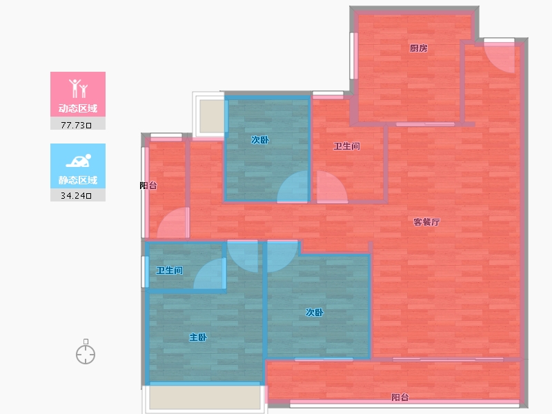 广东省-广州市-建发央玺7号楼,8号楼128m²-102.40-户型库-动静分区