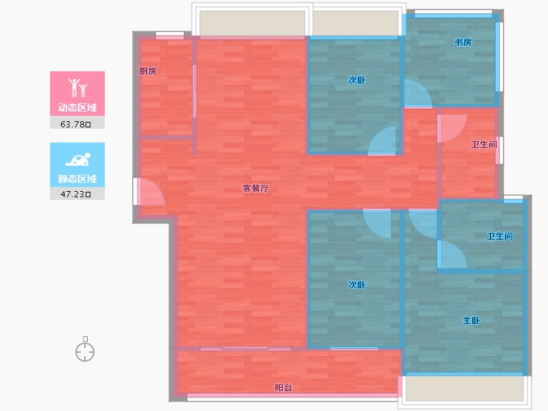 广东省-广州市-建发央玺5号楼127m²-101.60-户型库-动静分区