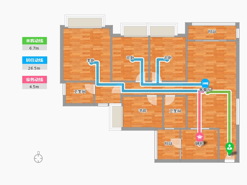 广东省-广州市-云山壹品7栋,8栋128m²-106.29-户型库-动静线