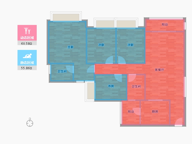 广东省-广州市-云山壹品7栋,8栋128m²-106.29-户型库-动静分区