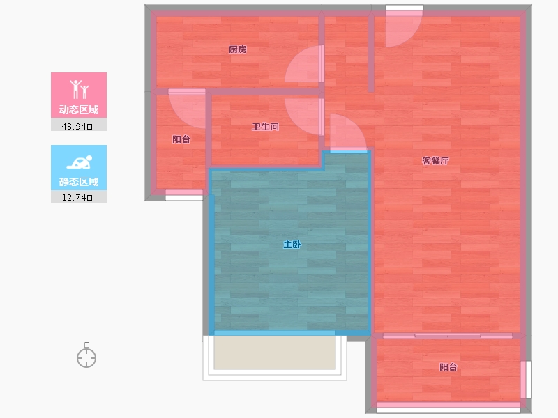 广东省-广州市-云山壹品10栋61m²-51.26-户型库-动静分区