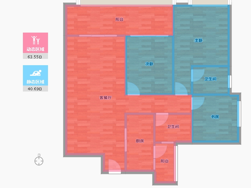 广东省-广州市-云山壹品4栋110m²-95.51-户型库-动静分区