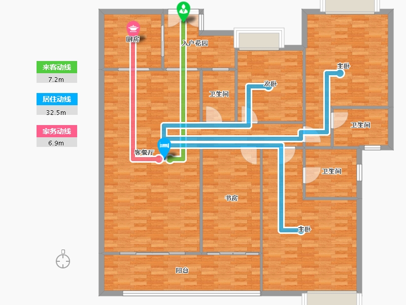 广东省-广州市-云山壹品7栋,8栋186m²-160.33-户型库-动静线