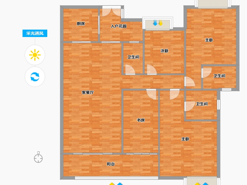 广东省-广州市-云山壹品7栋,8栋186m²-160.33-户型库-采光通风