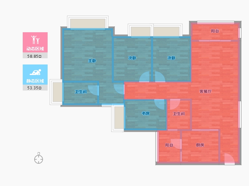 广东省-广州市-云山壹品9栋125m²-102.31-户型库-动静分区