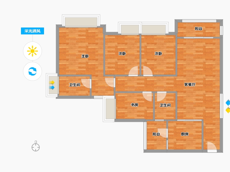 广东省-广州市-云山壹品9栋125m²-102.31-户型库-采光通风