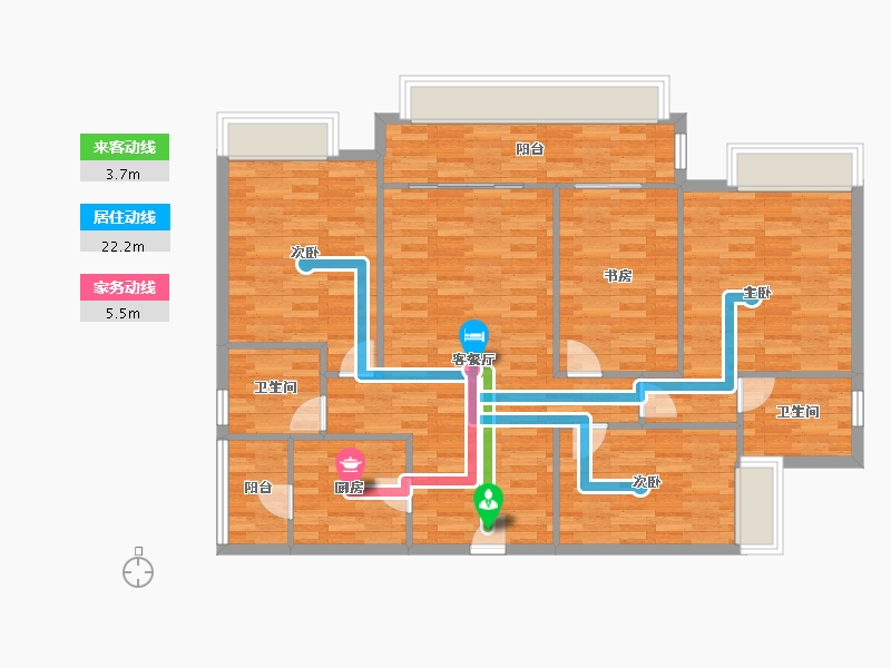 广东省-广州市-云山壹品5栋132m²-113.74-户型库-动静线