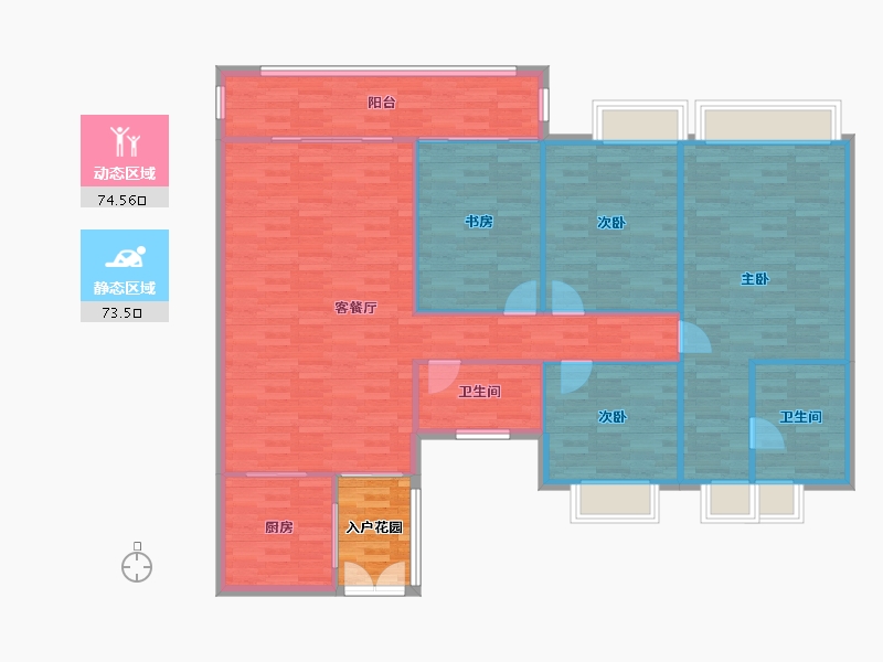 广东省-广州市-云山壹品9栋165m²-142.39-户型库-动静分区