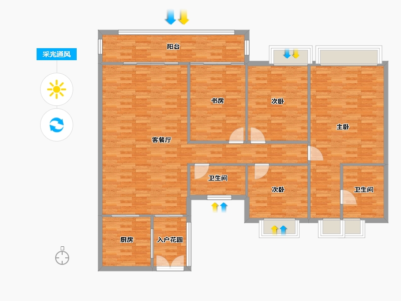 广东省-广州市-云山壹品9栋165m²-142.39-户型库-采光通风