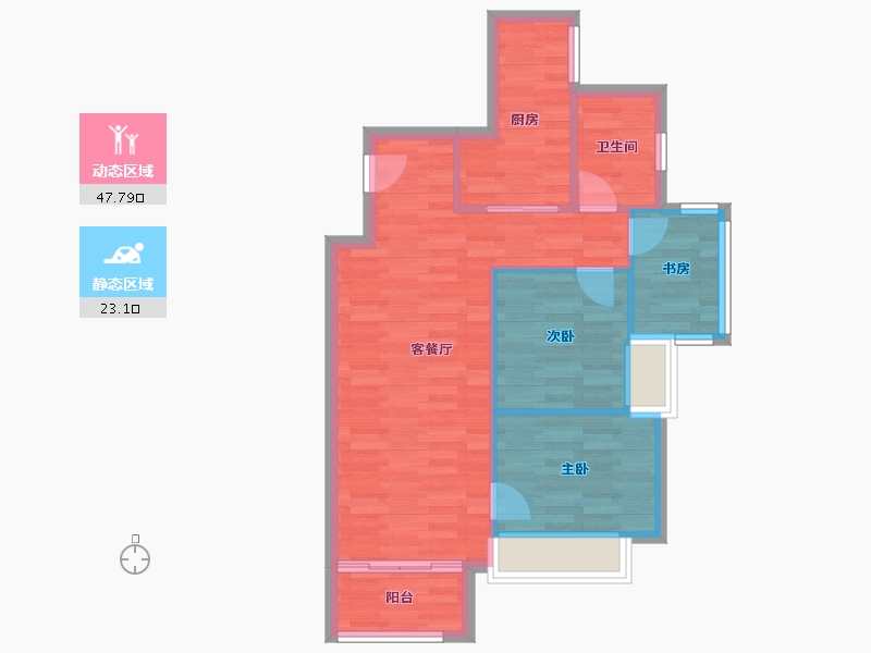 广东省-广州市-天健云山府A1号楼,A2号楼75m²-63.95-户型库-动静分区