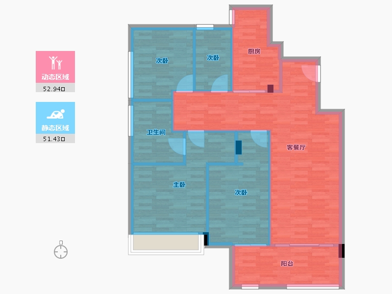 广东省-广州市-天健云山府A1号楼111m²-95.19-户型库-动静分区