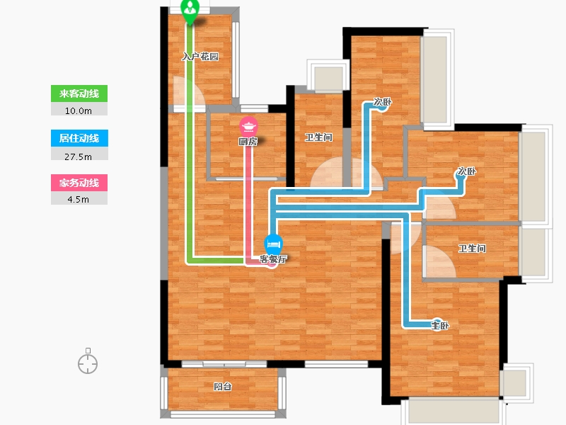 广东省-广州市-金融街融御2号楼130m²-104.01-户型库-动静线