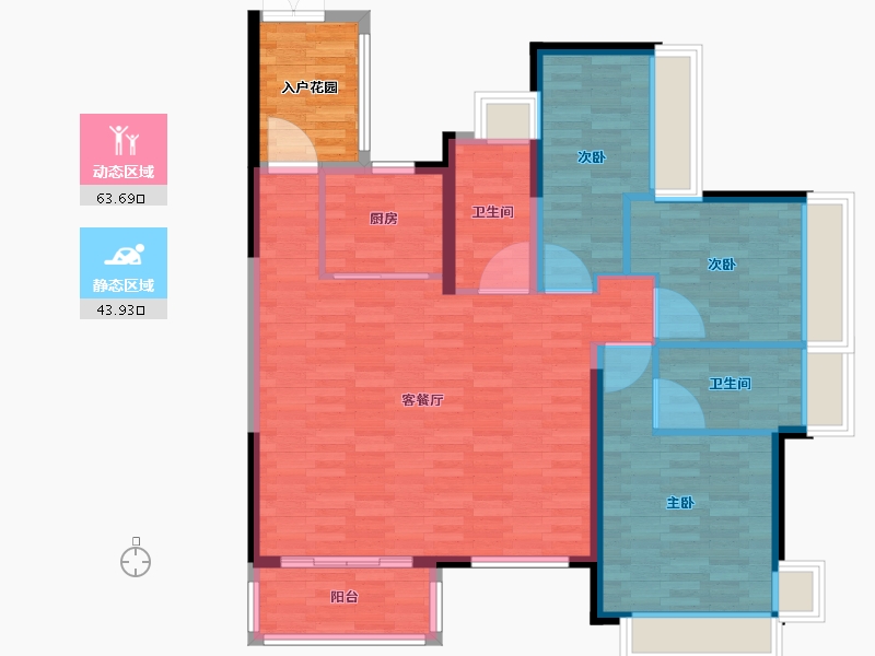 广东省-广州市-金融街融御2号楼130m²-104.01-户型库-动静分区