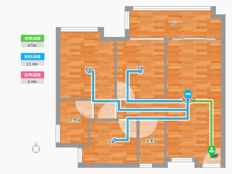 广东省-广州市-天河星作7座,8座91m²-72.80-户型库-动静线