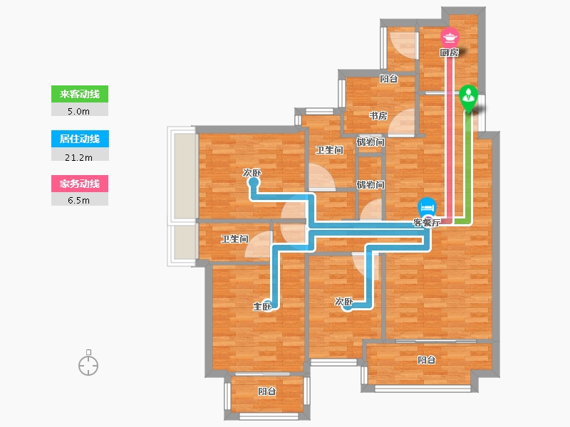 广东省-广州市-天河星作9座123m²-98.40-户型库-动静线