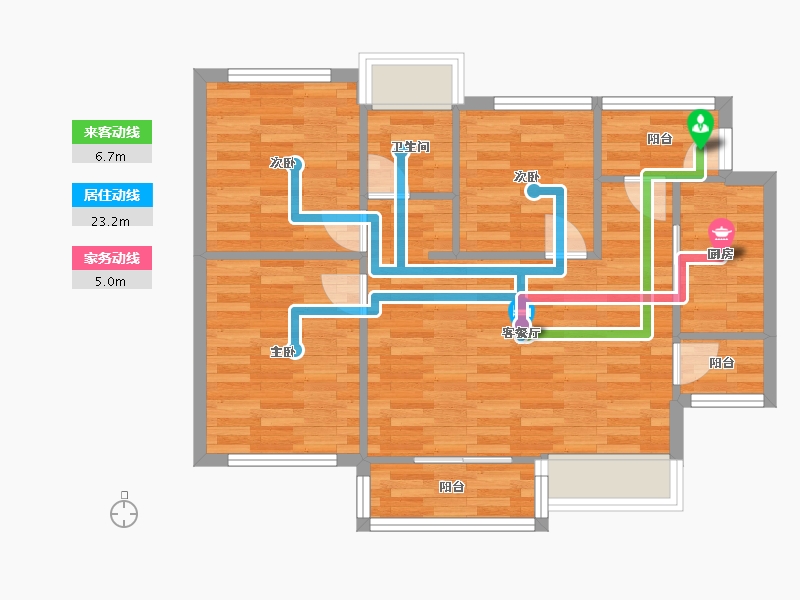 广东省-广州市-珠江花城82m²-67.66-户型库-动静线