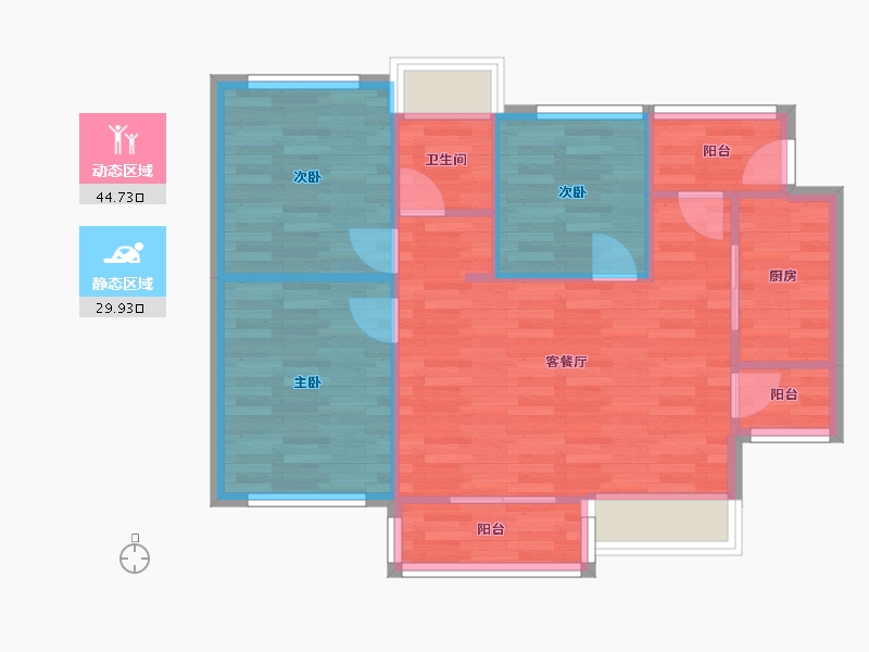 广东省-广州市-珠江花城82m²-67.66-户型库-动静分区