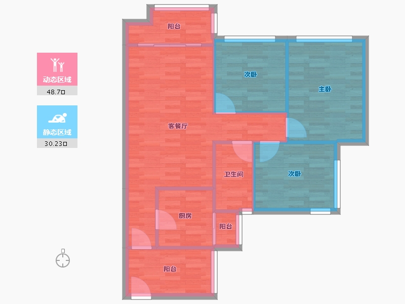 广东省-广州市-珠江花城84m²-71.28-户型库-动静分区