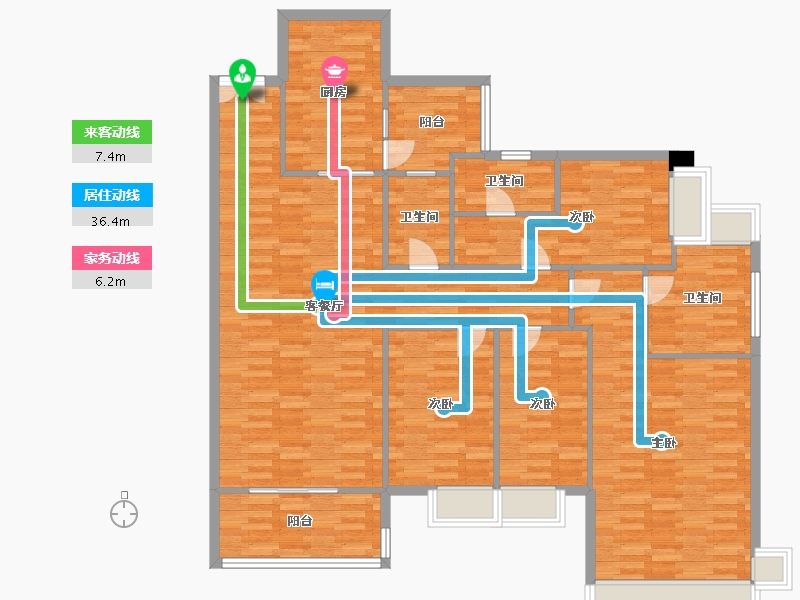 广东省-广州市-新世界云逸A4栋,A5栋,A6栋,A7栋180m²-144.00-户型库-动静线