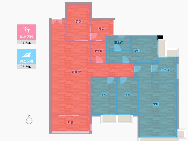 广东省-广州市-新世界云逸A4栋,A5栋,A6栋,A7栋180m²-144.00-户型库-动静分区